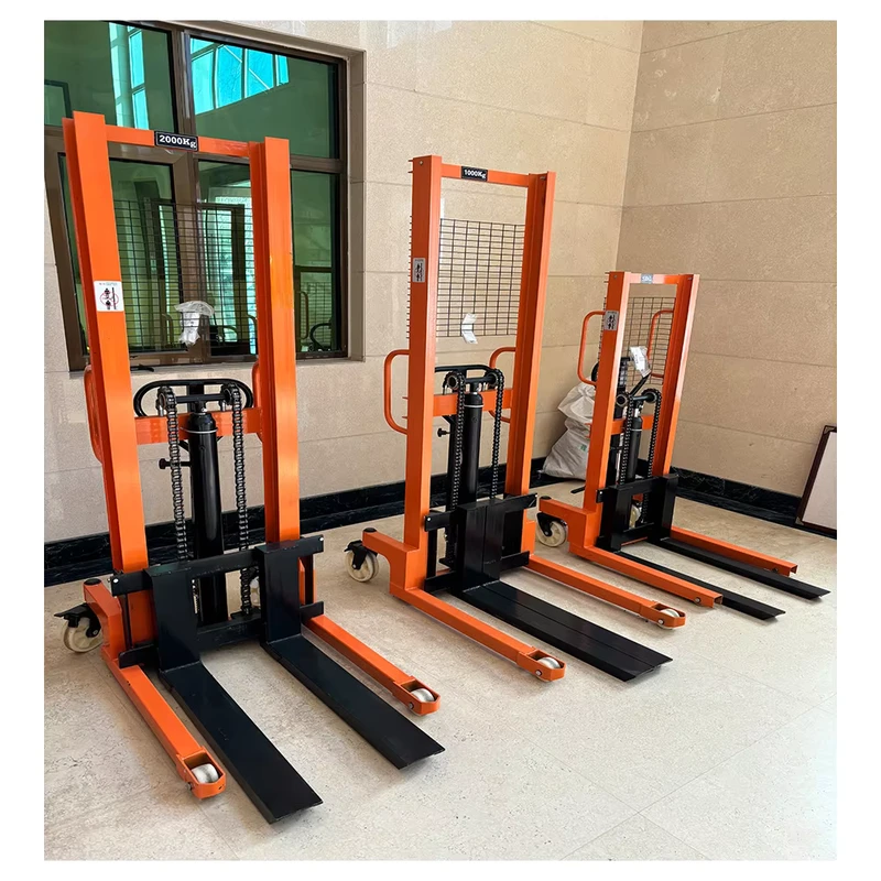 1 Ton 1.6M Forklift Hydraulic Manual Stacker Forklifts Hand Pallet Truck Stacker