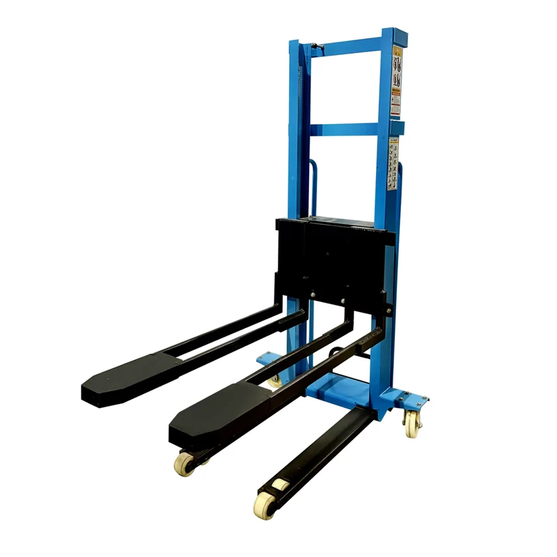 1-Ton Electric Stacker Forklift Hydraulic Side Shifter Lead Acid Battery Portable Self Loading Rough Terrain 1500mm Fork Length