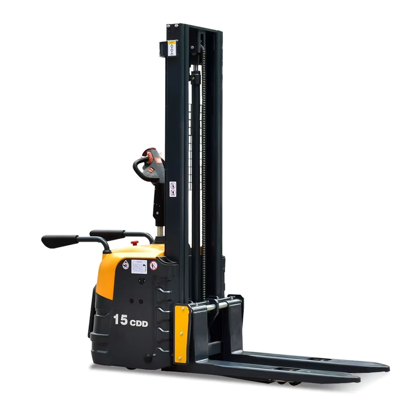 1.5 Ton 2m 4m Electric Stacker Cranes Forklifts with Walkie Talkies Semi Electric Self Lifting