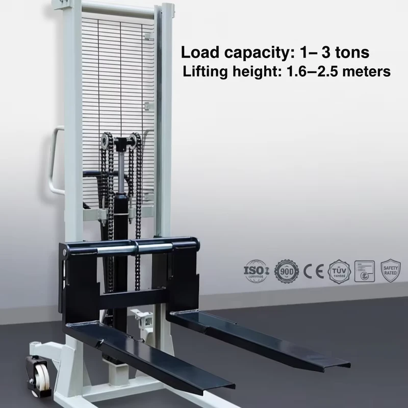 1.6m Hydraulic Manual Stacker Forklift 800kg Load Capacity 160mm Fork Width Manual Pallet Truck Stacker