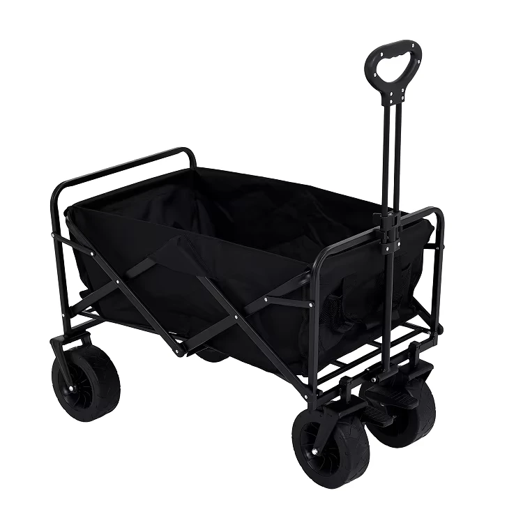 10 Inch Dual Brake Wheels Camping Cart Collapsible Foldable Wagon Beach Cart Large Capacity Heavy Duty Folding Wagon