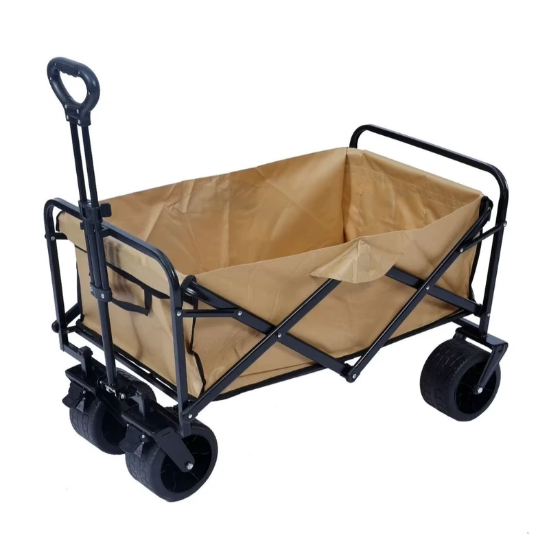10 Inch Foldable 4 Wheel Tank Wheel Camping Trailer Outdoor Portable Camp Trolley Multi terrain Camping Family Outing High