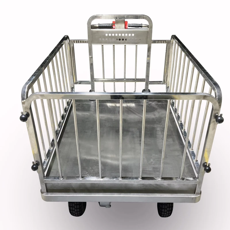 1000kg Capacity Premium Electric Push Cart with Safety Guardrails Electric Trolley for Industrial Logistics