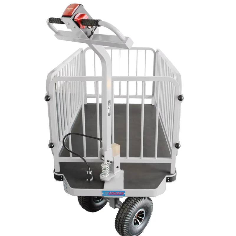 1000kg Heavy Duty Electric Foldable Metal Platform Truck Industrial Flatbed Cart for Warehouse and Factory Logistics Transport
