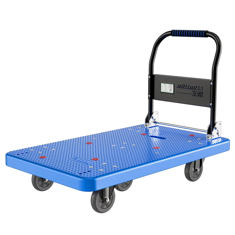 110*65cm Heavy Duty Warehouse Folding Plastic Platform Trolley Cart Hand Truck