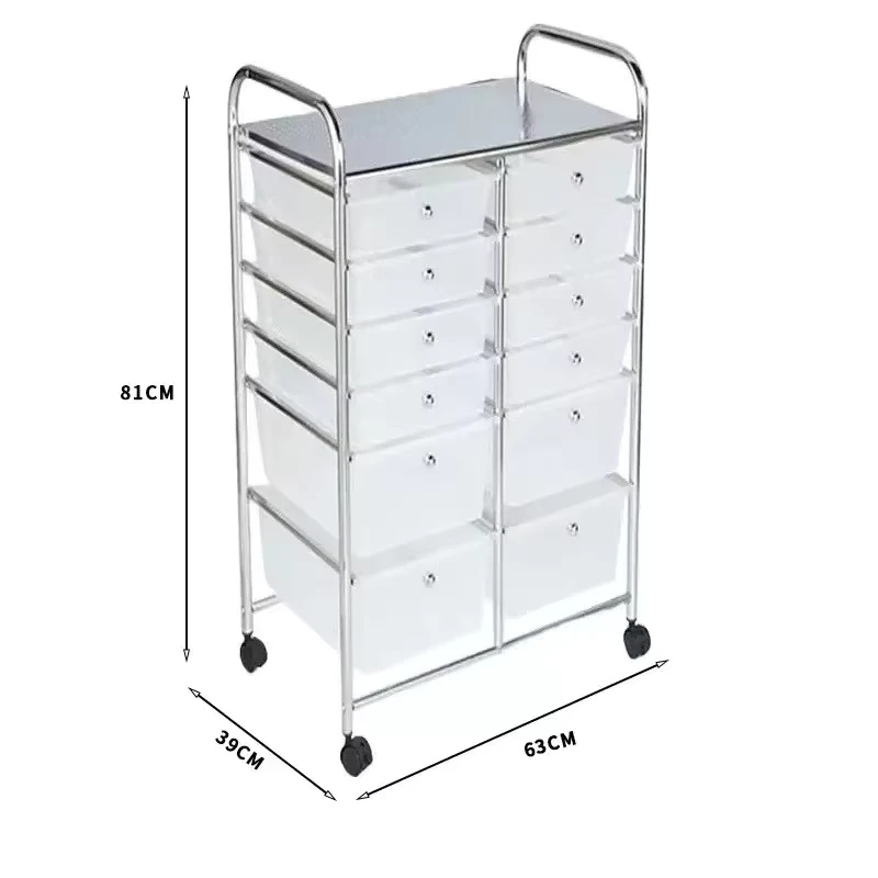 12 Layer Rolling Storage Cart with Drawers Large Capacity Mobile Shelf for Home Organizer