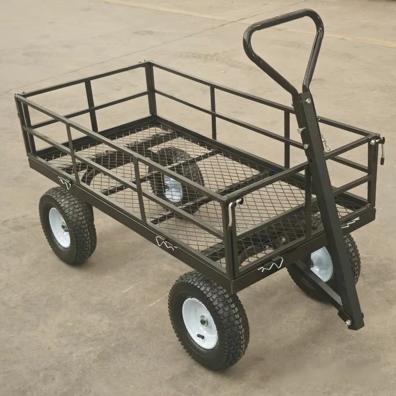 1200 lb for Gorilla Carts Steel Utility Cart Four Wheel Tow Yard Garden Wagon Removable Mesh Sides OEM Customizable for Farm Gar