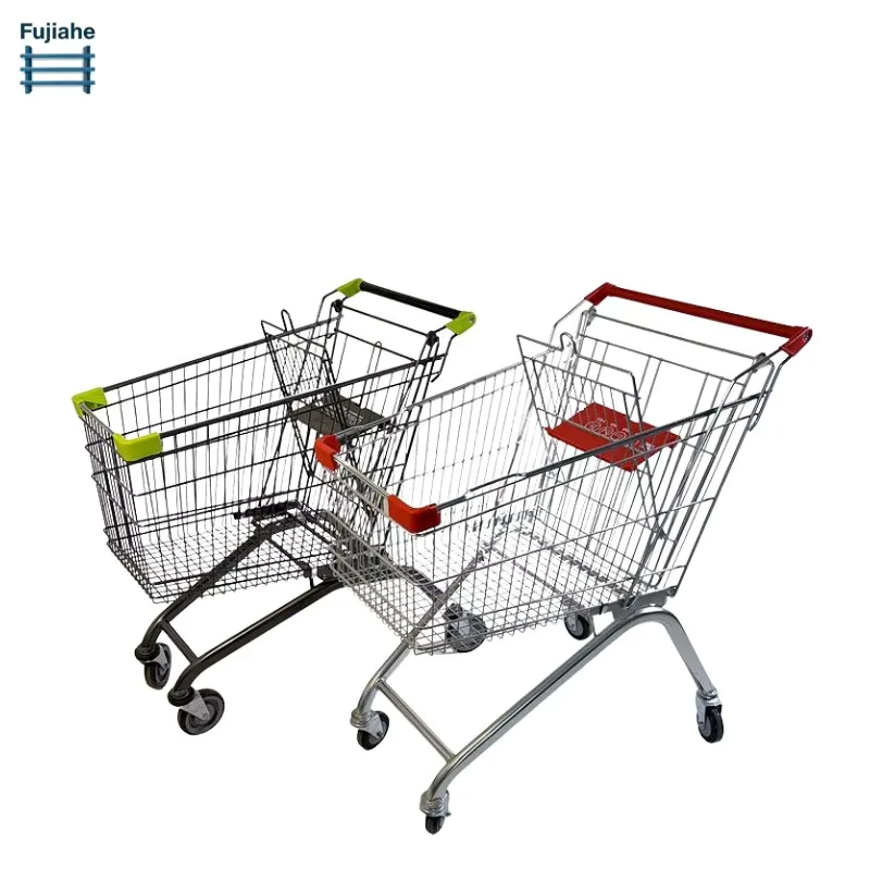 125L 4 Wheel Hand Push Steel Store Cart Folding Shopping Trolley Cart Supermarket Shopping Market Trolley Cart