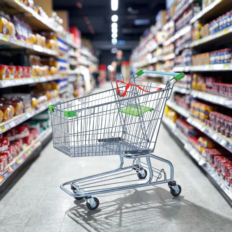 125L Steel Hand Trolley Platform Mesh Structure Shopping Trolley Shop Cart