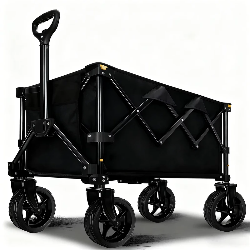 130L 150L Alloy Steel Collapsible Adjustable Utility Wagon Cart Four Wheel Silent Universal Wheels Industrial Shopping