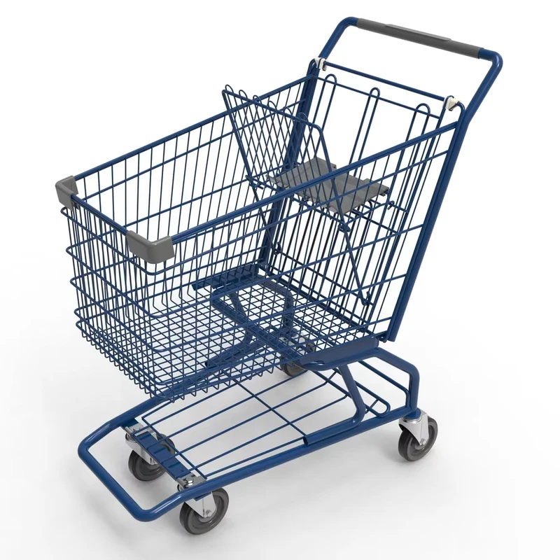 130L US Supermarket Shopping Trolley with Customized Handle Logo Mesh Structure Shopping Cart