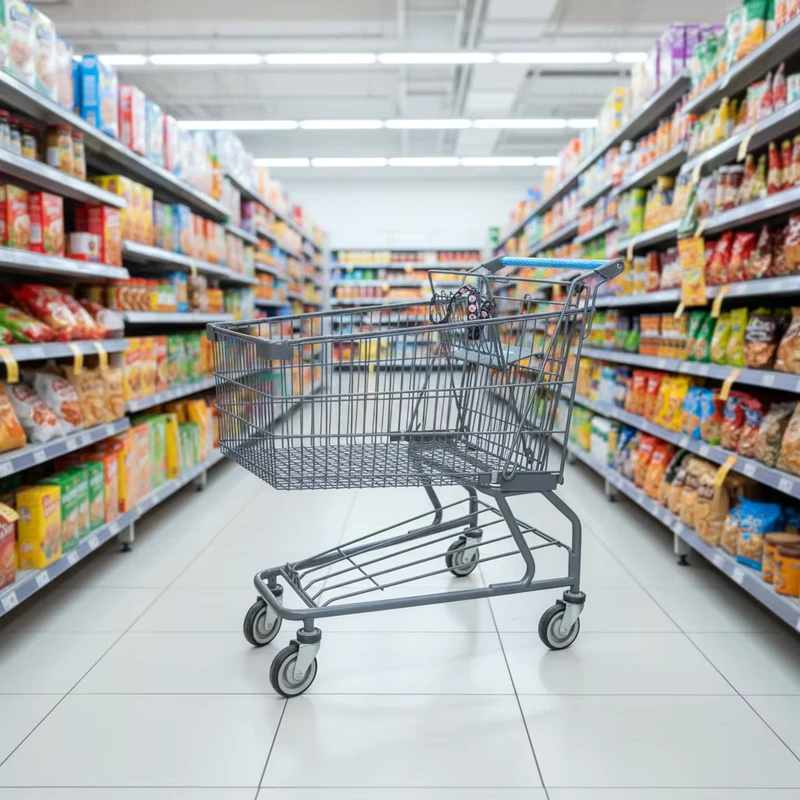 140L Steel Chrome Plated Folding Trolley for Supermarket Grocery Shopping Cart with 4-5inch Casters Accept Customized