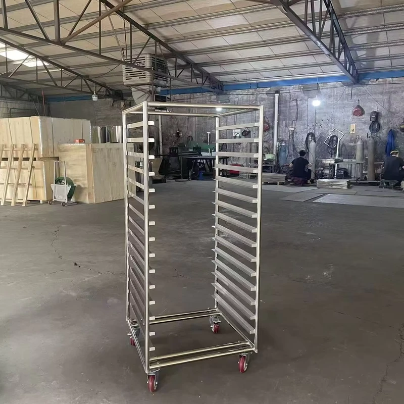 15 16 20 Tier SS304 Stainless Steel Tray Bread Tray Rack Trolley Four Wheel Hand Carts Trolleys Trolley Bun Pan Rack for Oven