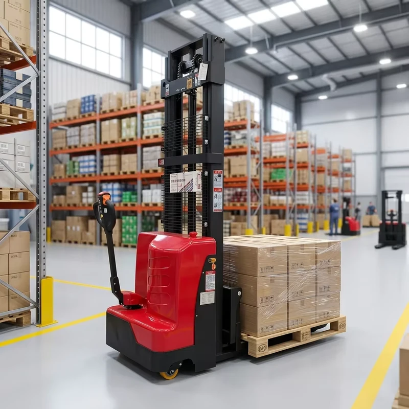 1500kg 1.5 Ton Full Electric Pallet Stacker Walk Behind Type 3m Lifting Height Compact Warehouse Forklift Stacker