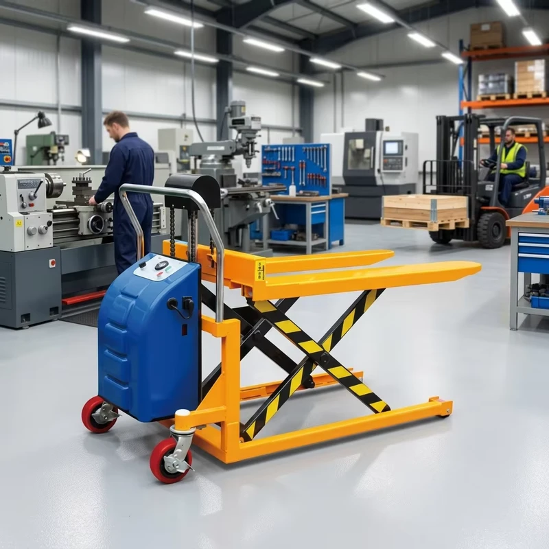 1500kg Semi Electric Scissor Lift Pallet Truck for Machinery Repair Shops High Rise Warehouse Handling Trolley
