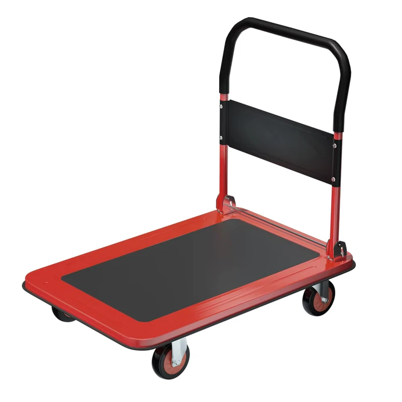 150KG 200KG 300kg 500kg Foldable Flatbed Steel Platform Trolley Hand Truck Transport Trolley Cart Platform Lockable OEM