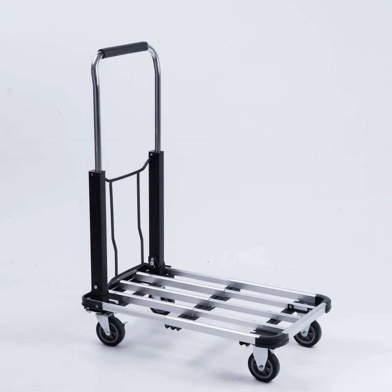 150KGS Retractable Folding Aluminum Trolley Steel Platform Hand Truck for Warehouse Supermarket