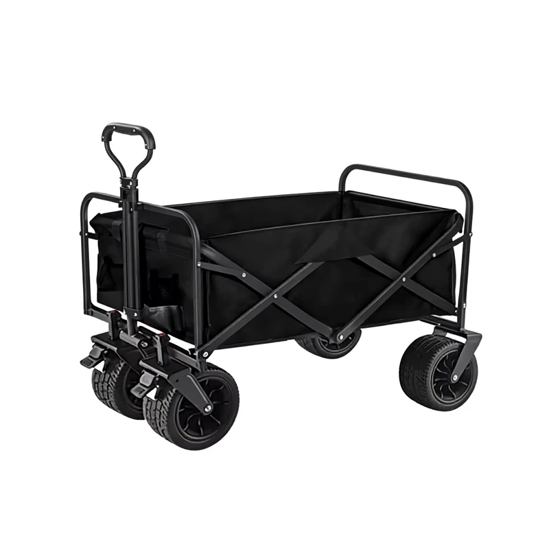 150L Collapsible Heavy Duty Wagon Cart Foldable Utility Beach Camping Cart with Big Wheels for Climbing