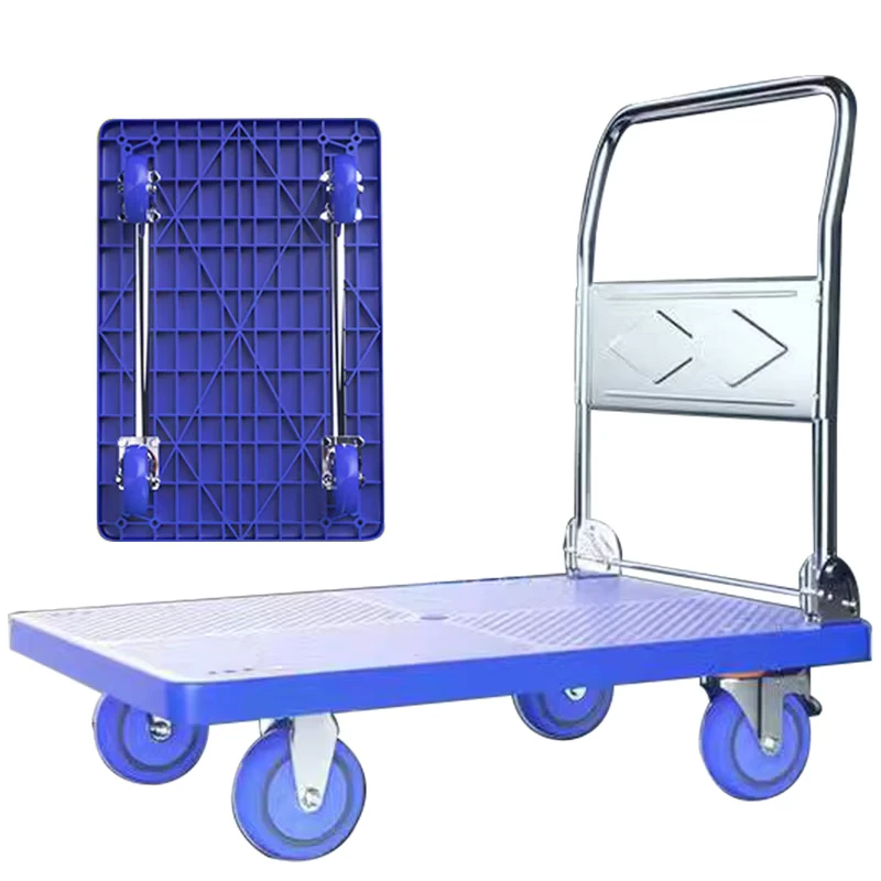 150kg 250kg Heavy Duty Industrial Four wheel Storage Wire Mesh Plastic Platform Trolley Cart with 4 Wheels