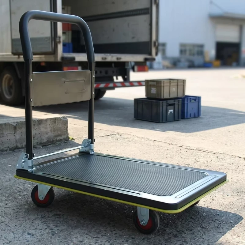 150kg 300kg Load Industrial Plastic Heavy Duty Foldable Platform Hand Trolley Cart Truck
