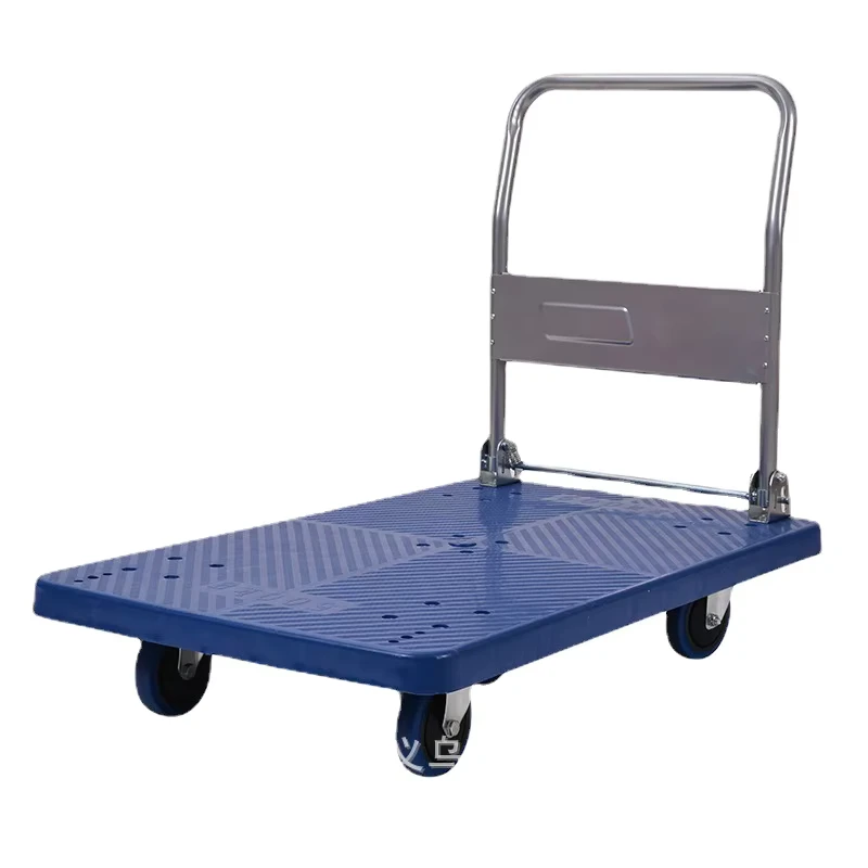 150kg Heavy Duty Polypropylene Plastic 90x60cm Four Wheel Platform Hand Trolley OEM Model 150 200 300