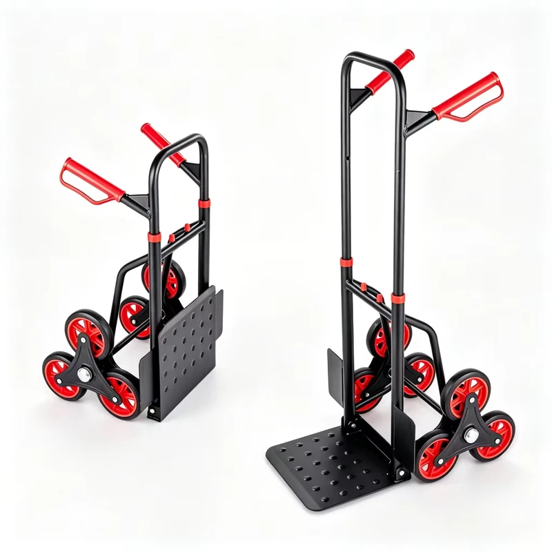 150kg Heavy Duty Stair Climber Folding Hand Truck 330lbs Utility Dolly Cargo Trolley 6 Wheels OEM Shopping Home Moving Delivery