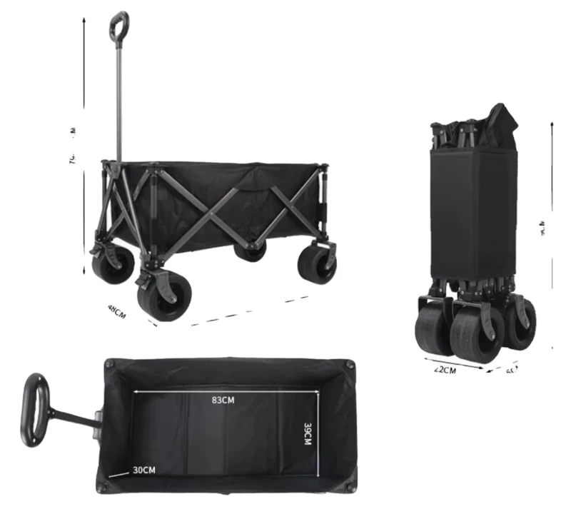 150kg Load Capacity Heavy Duty Big Size Foldable Utility Wagon Camping Trolley Cart Outdoor Beach Wagon