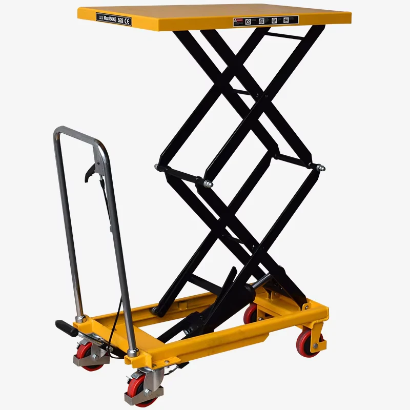 150kg Manual Hydraulic Scissor Lift Platform Trolley Foldable And Portable Manual Lift Table