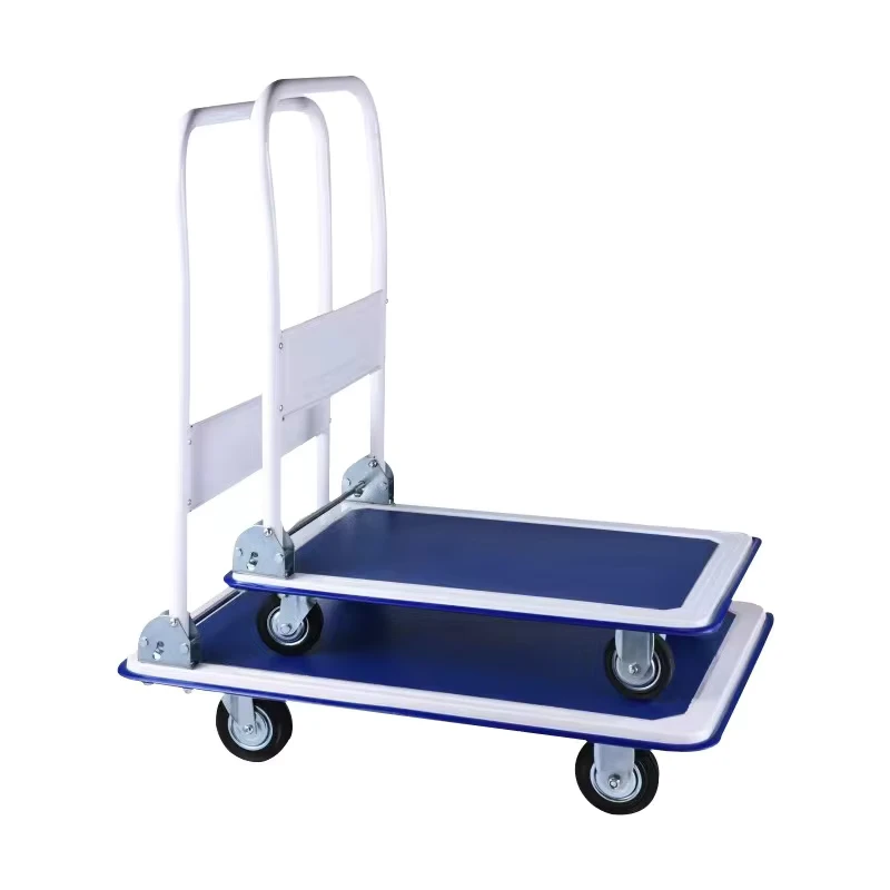 150kgs/300kgs Four Wheels Capacity Steel Blue Platform Hand Cart Trolley