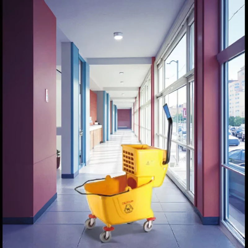 16 20L Commercial PP Plastic Squeeze Mop Bucket with Wheels Durable Side Press Wringer for Hotel & Restaurant Cleaning