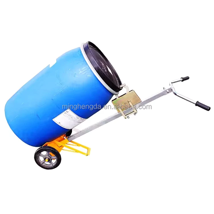 16 Inch Pneumatic Wheels Four-Wheel Steel Roll Container Oil Drum Cart 450kg Capacity Industrial OEM