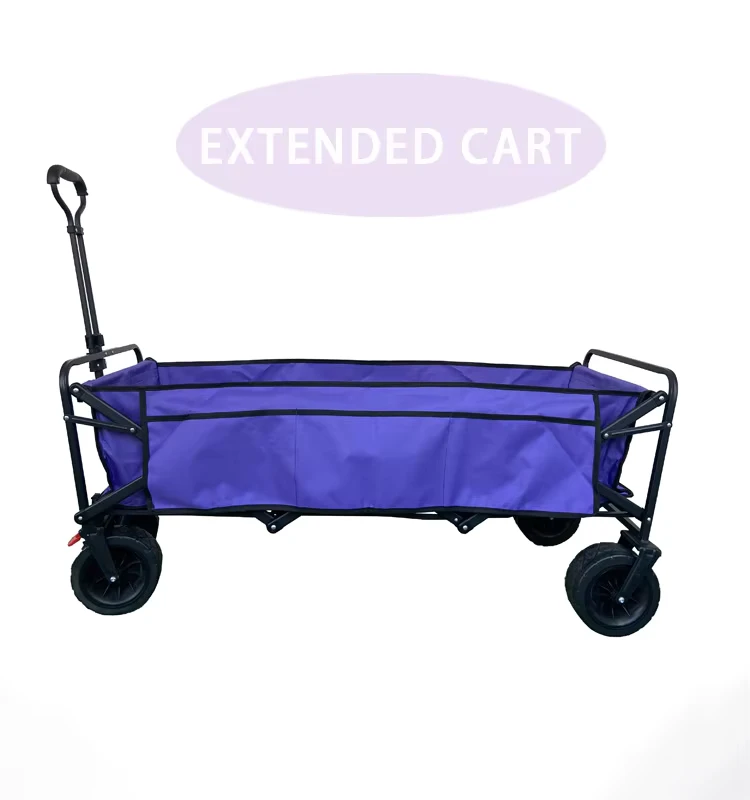 160L Large Capacity Heavy Duty Purple Waterproof Canvas Collapsible Steel Frame Wagon Trolley Cart for Camping Shopping Tool