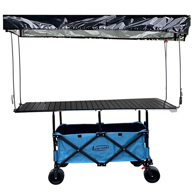 167 Stall Metal Foldable Camping Cart with Liftable Movable Sunshade