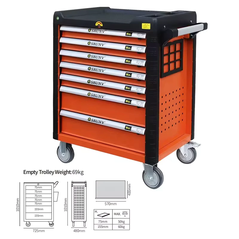 168 Pcs Tool Trolley With Hand Tools Mechanical Workshop Tool Cabinet