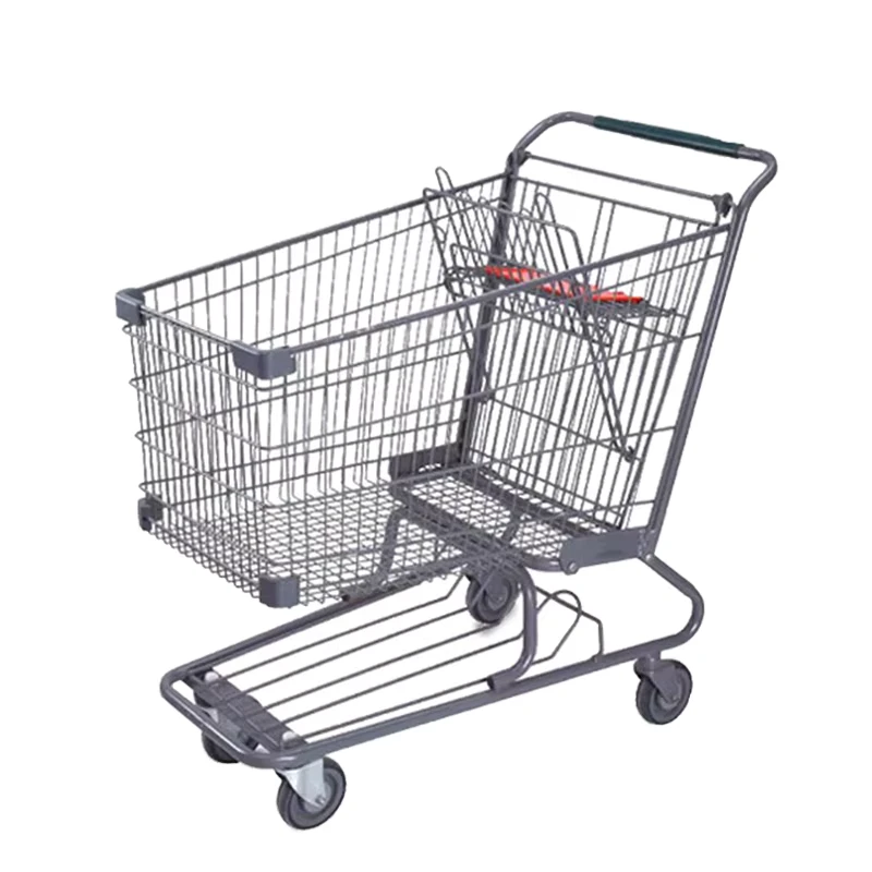 180L Custom Steel Chrome Plated Unfolding Supermarket Shopping Cart Trolley for Supermarkets Manufacturer