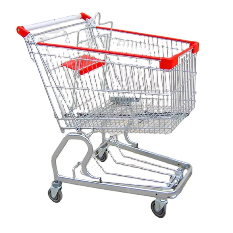 180L German Style Steel Folding Shopping Trolley Zinc Plated Finish 2-Year Guarantee for Supermarket Use 4 5 Inch