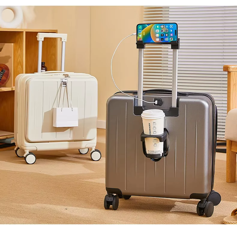 18inch Carry-on Suitcase with Front Opening Travel Bag for Women and Men Universal Wheels Trolley case Small Password Luggage