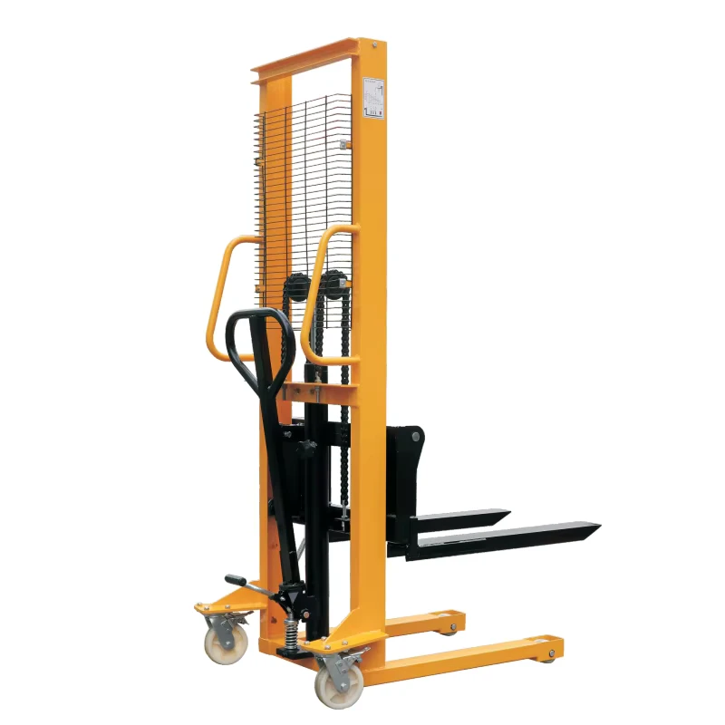 1T Load 1300*820mm Manual Hydraulic Stacker Forklift Manual Hand Stacker 1 Ton Lifting Height 1.6m