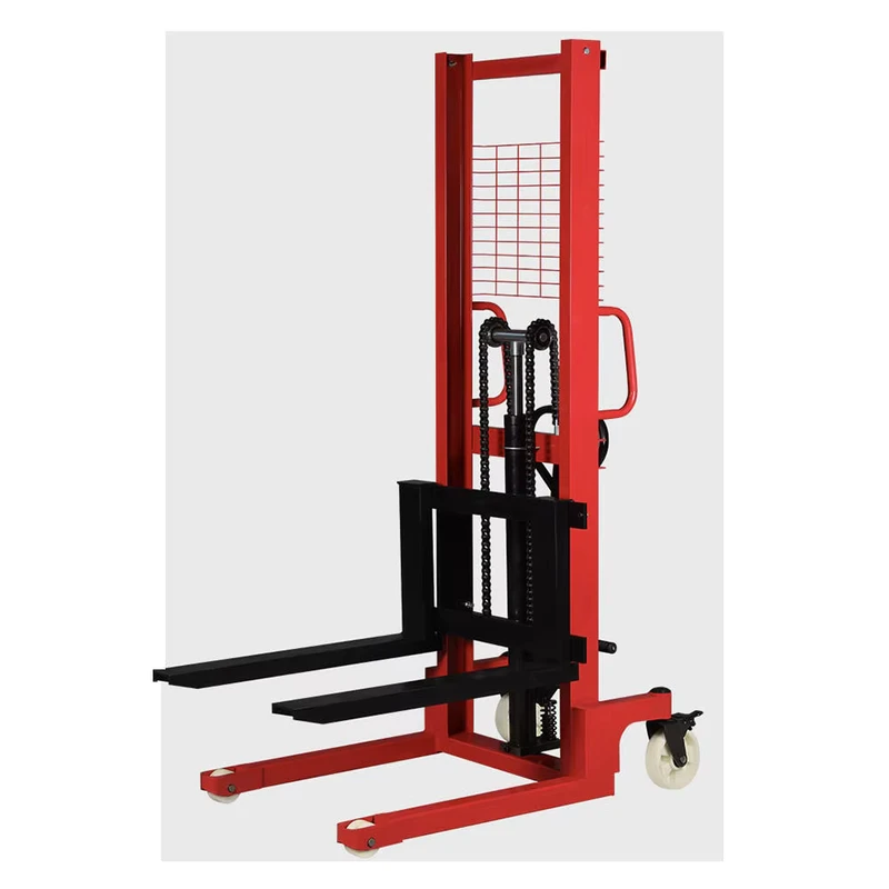 1T Manual Hydraulic Stacker 1000kg Hand Pallet Stacker Portable Manual Lifting Forklift for Warehouse Cargo Handling