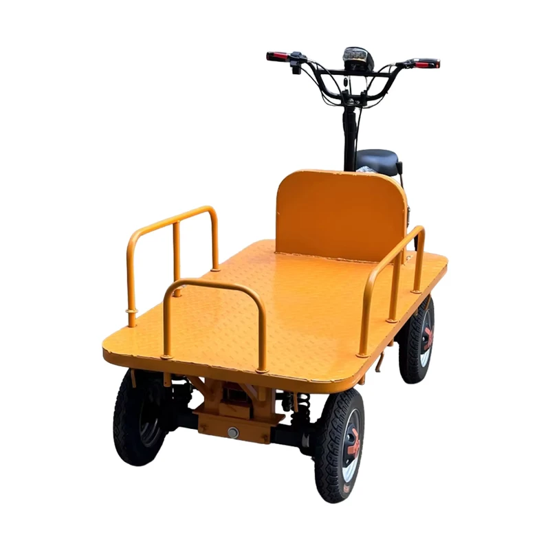 1Ton Heavy Duty Electric Motor Handling Trolley With Big Wheels for Transport Cargo Platform Hand Truck for Warehouse Use