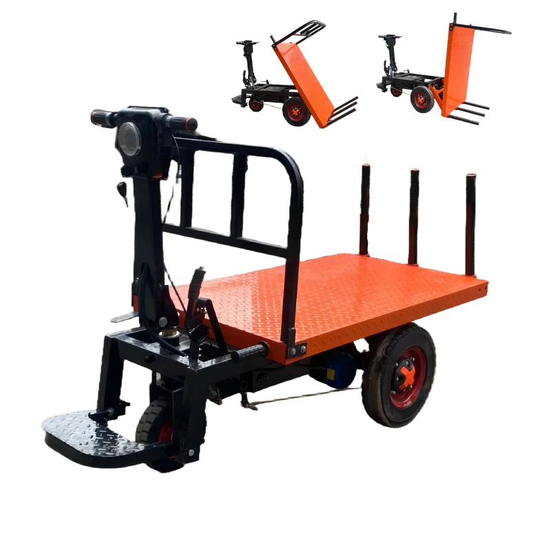 1kW Battery Powered Electric Hand Overturning Trolley 220V 110V Construction Site Push Ash Cart