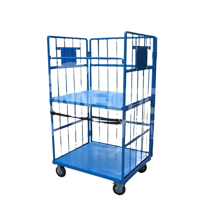 2 3sided Collapsible Transportation Storage Steel Roll Cage Trolley with Wheels