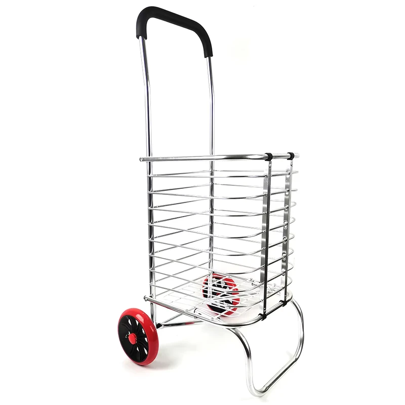 2 Big Wheels Aluminum Grocery Trolley Bag Trolley Hand Shopping Trolley Cart