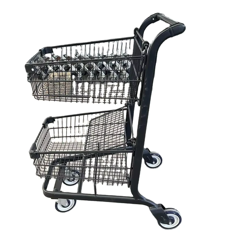 2 Layer Supermarket Shopping Trolley Basket Trolley Cart