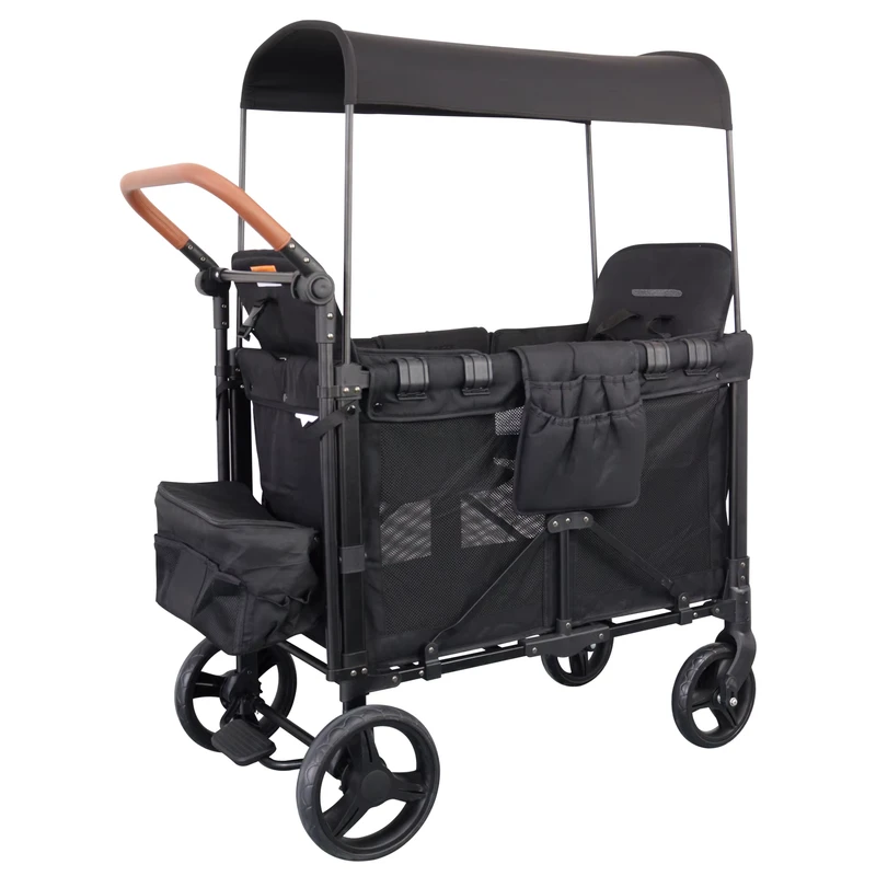 2 Seat Outdoor Camping Wagon Lightweight Folding Utility Cart for Travel Picnic Camping Multi Purpose Outdoor Gear Trolley