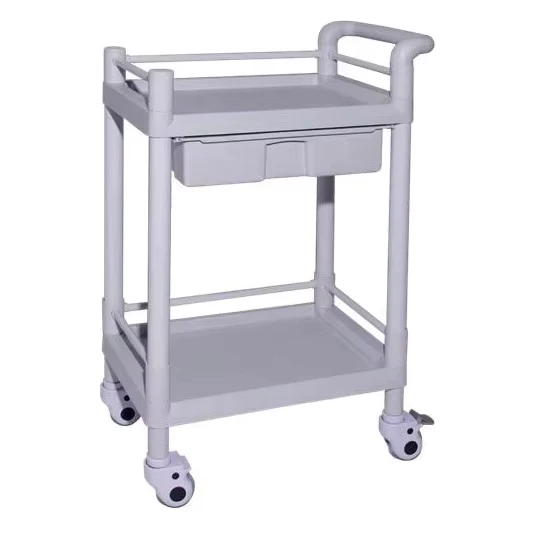 2 Shelf Beauty Salon ABS Medical Utility Service Movable Trolley Cart With Drawer CY D405A