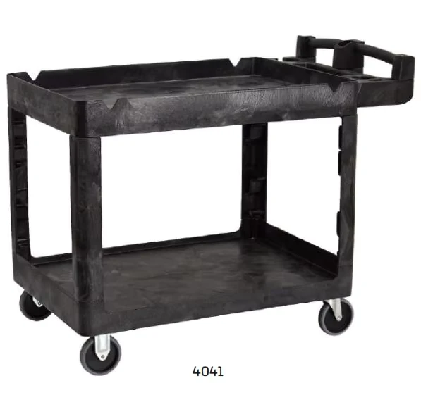 2 Tier Heavy Duty Mobile Industrial Cart Plastic Service Utility Carts with 360° Flexible Wheels BITBAR UTILITY CARTS Trust 4041