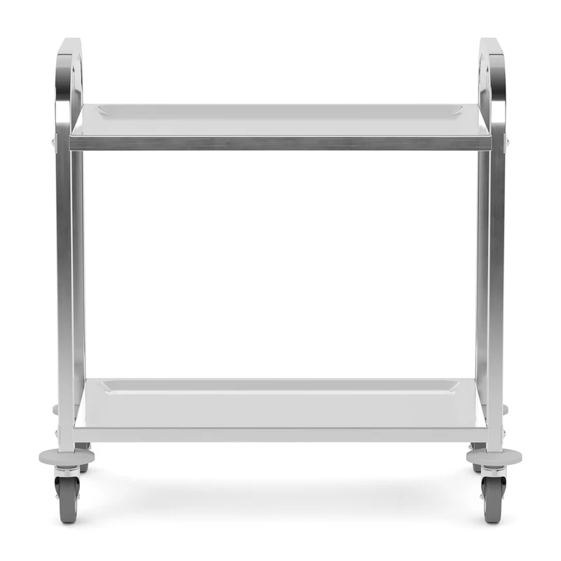 2 Tier Rolling Utility Cart Stainless Steel Kitchen Trolley with Locking Wheels for Restaurant Hotel Salon Beauty Nail Spa