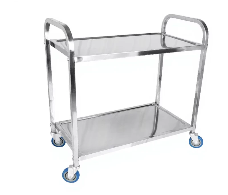 2 Tier Stainless Steel 4 Wheel Utility Cart for Restaurant and Hotel Food Service