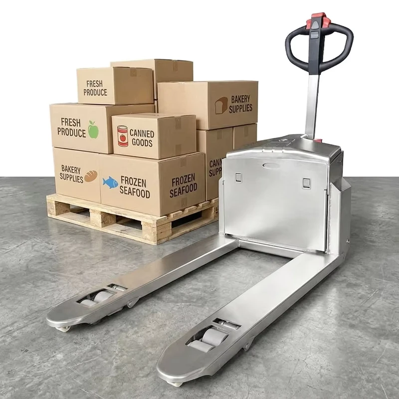 2 Ton Electric Pallet Truck 304 316 SS Lead Acid Battery Powered with Quiet PU Wheel